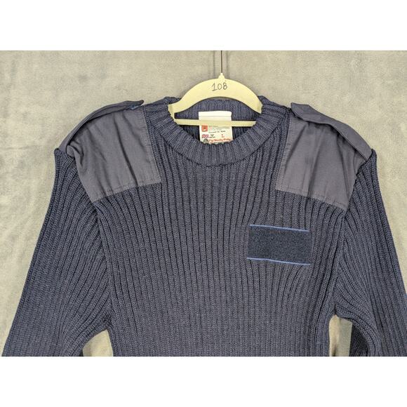 VTG Woolly Pulley Sweater Mens Large Navy Blue Made In England 100% Wool - Picture 2 of 7